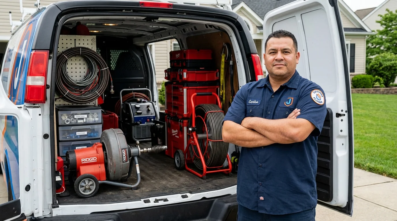 Professional drain cleaning equipment and Johns Plumbing LLC plumber in Stuarts Draft