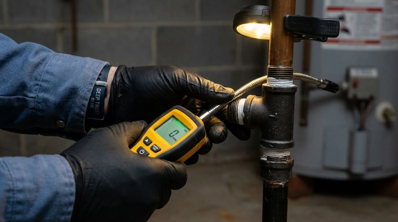 Gas leak detection with electronic sniffer by Johns Plumbing LLC in Stuarts Draft